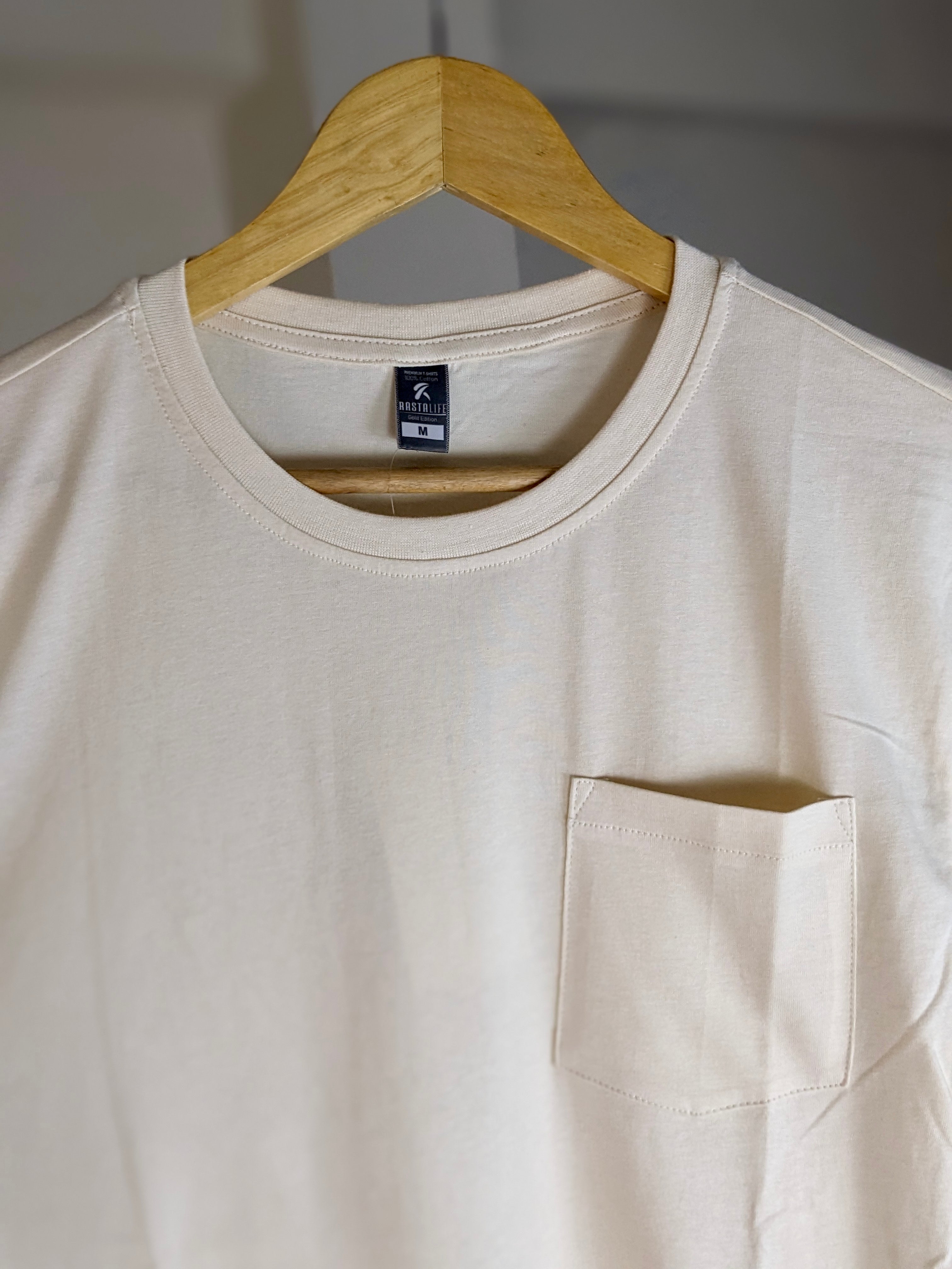 Premium Solid Pocket T-Shirt - Biege