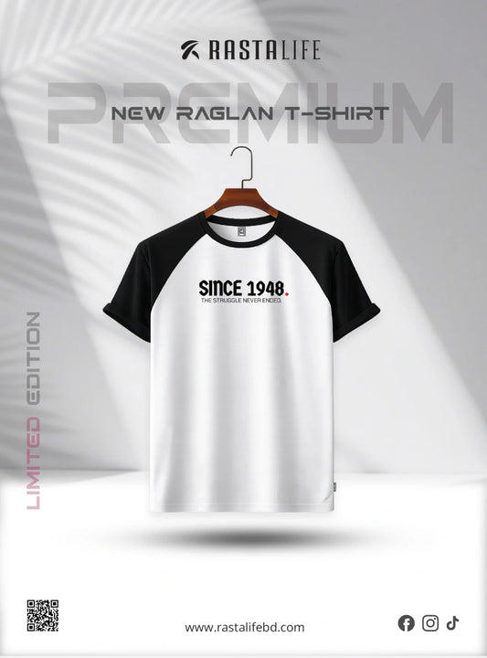 Premium Raglan T-Shirt – White & Black