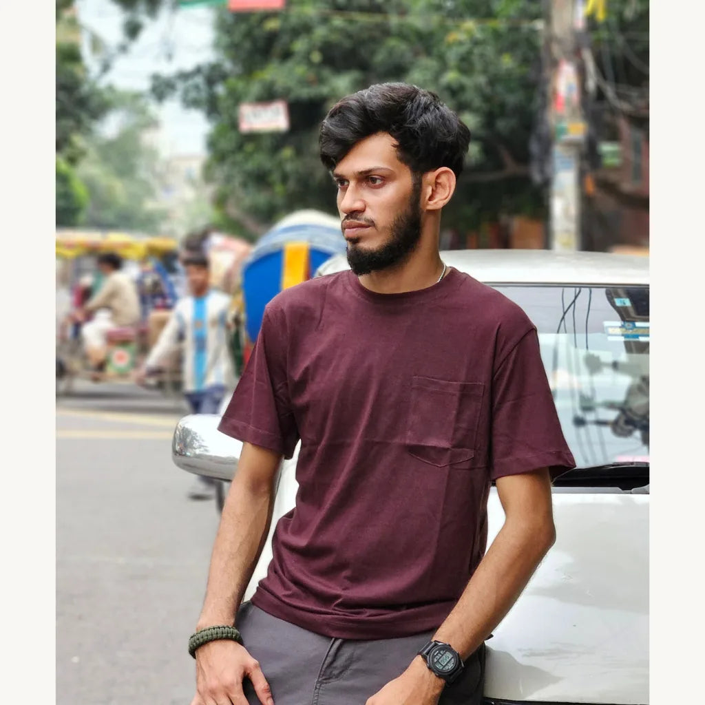 [NEW] 3 Combo Pocket T-Shirt - Dark Beige, Maroon, Dark Coffee