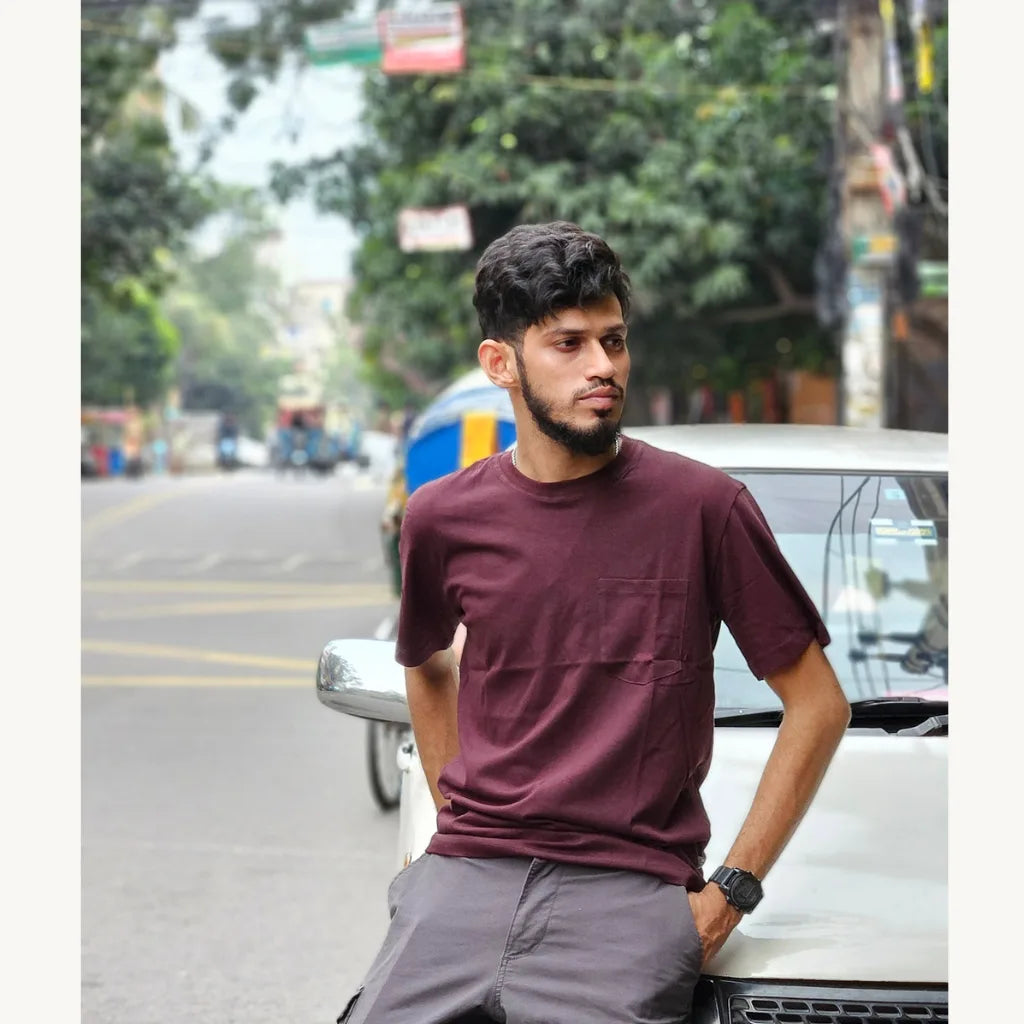 [NEW] Premium Solid Pocket T-Shirt - Dark Coffee