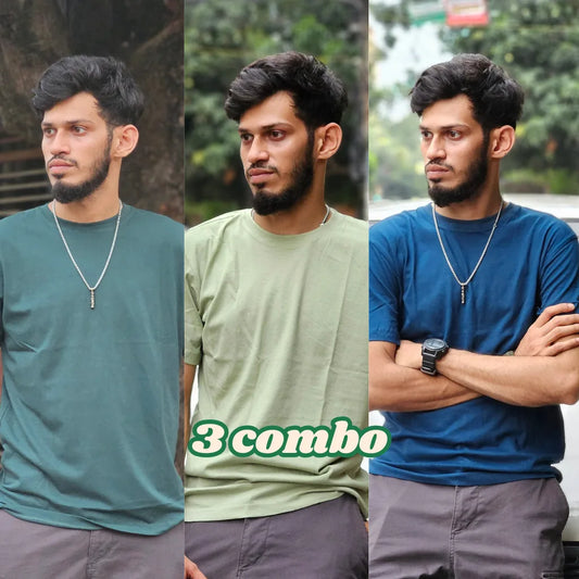 [NEW] 3 Combo Solid T-Shirt - Jungle Green, Olive, Petrol