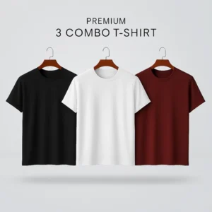 premium half sleeve t shirts white, black, maroon (3 pack)